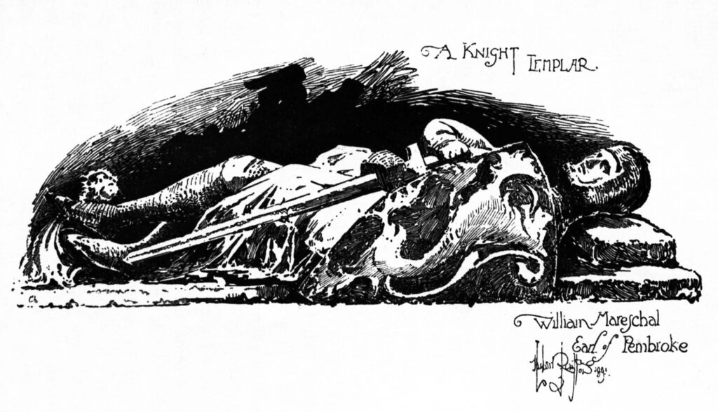 Herbert Railton's 1891 illustration of the Earl of Pembroke's tomb