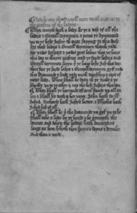 Black and white image of M775 folio 4 verso, "Abilment for a Joust of the Peace" ca 1450, Middle English